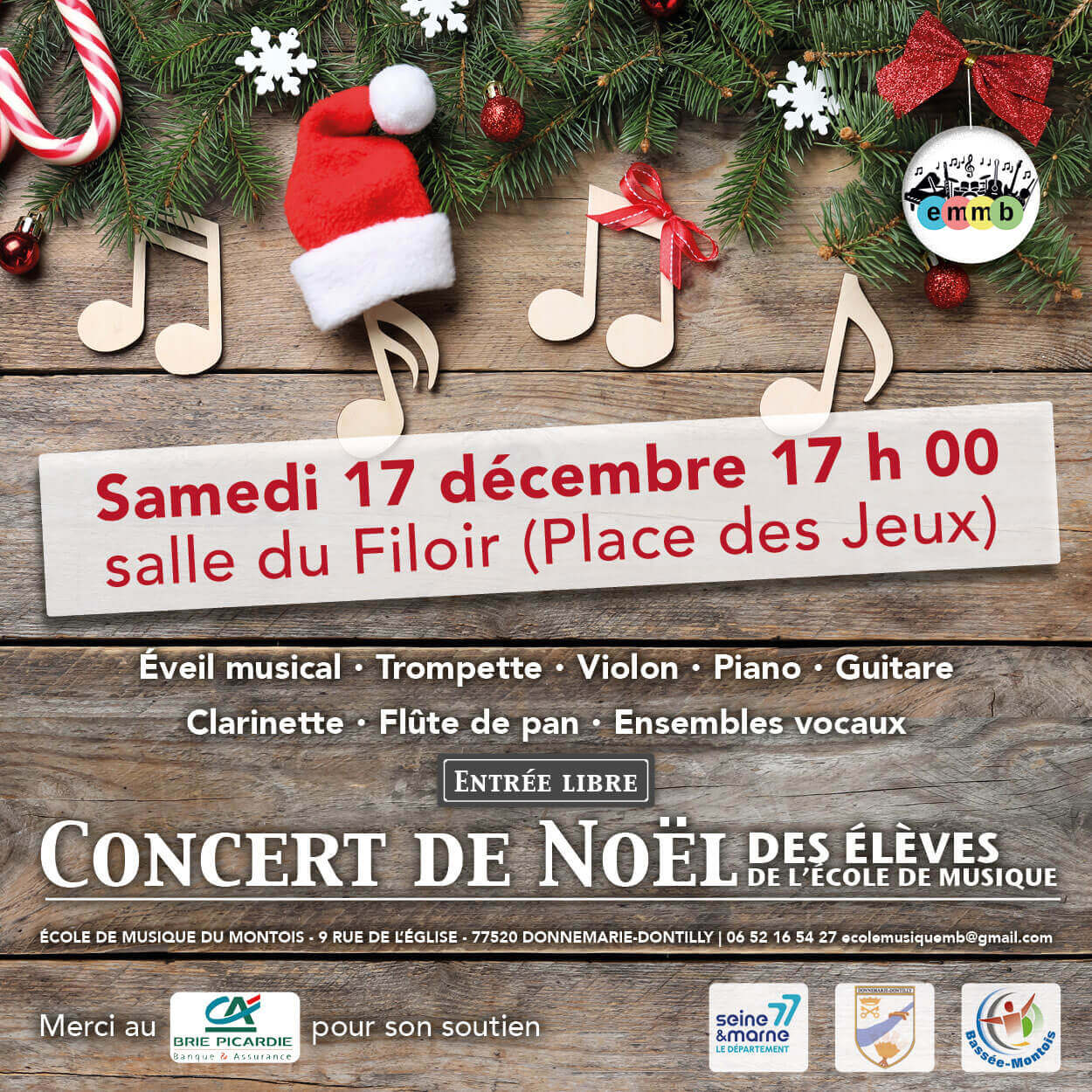 concert de Noel école de musique du Montois