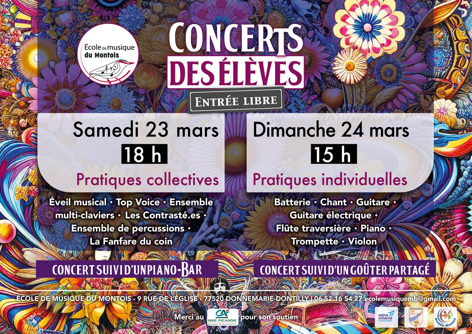 Concerts des élèves des 23 et 24 mars 2024