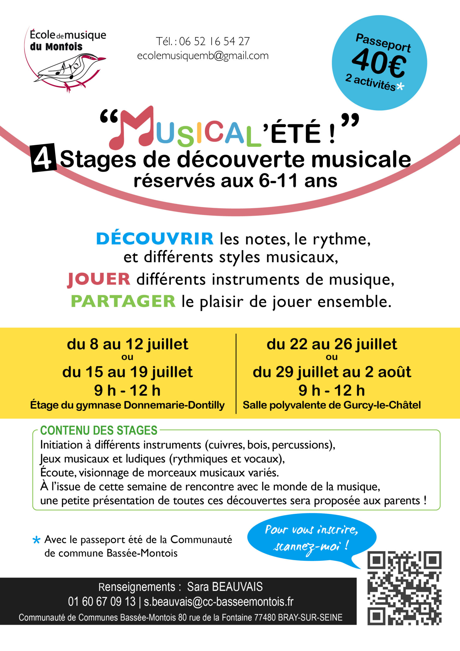 4 stages musicaux pour les 6-11 ans